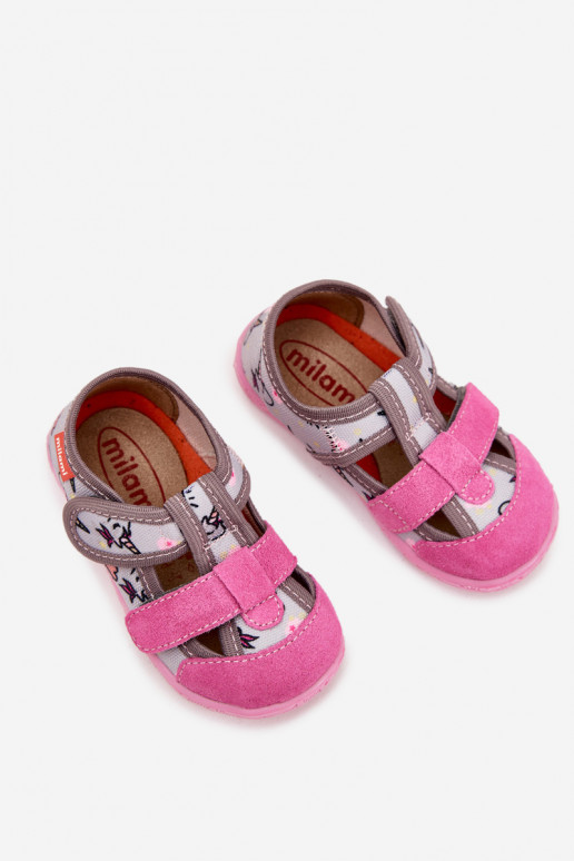 Chaussons Milami Puéril avec attaches adhésives DANS Licornes gris-couleur rose Reathiana Chaussons Milami Puéril avec attaches adhésives DANS Licornes gris-couleur rose Reathiana