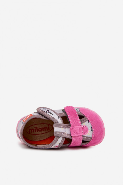 Chaussons Milami Puéril avec attaches adhésives DANS Licornes gris-couleur rose Reathiana Chaussons Milami Puéril avec attaches adhésives DANS Licornes gris-couleur rose Reathiana