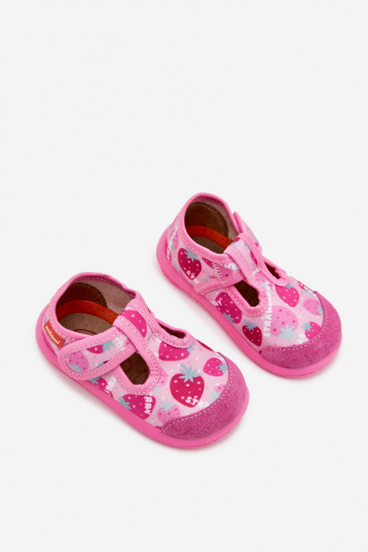 Chaussons Milami Puéril Elastyczne avec attaches adhésives DANS des fraises couleur rose Ambette