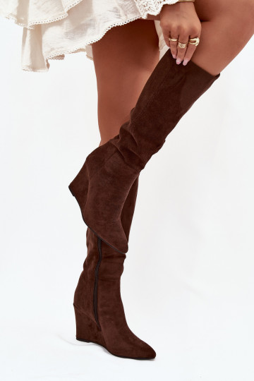 sich Zuarm laufen Damenstiefel Auf einem Keil CzekoladoZue Rosina 2