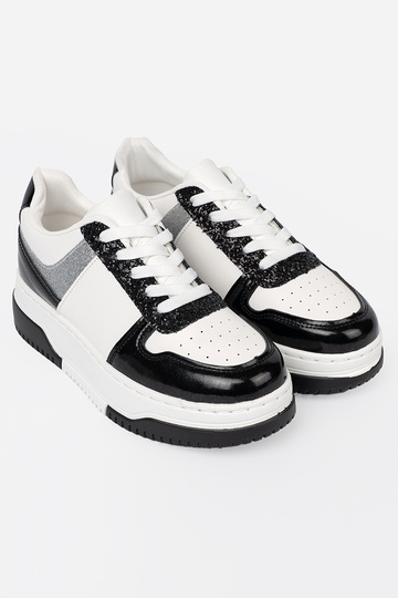 ZInart en-Initte kleur Sneakers z połyskującymi zilvermi detalami