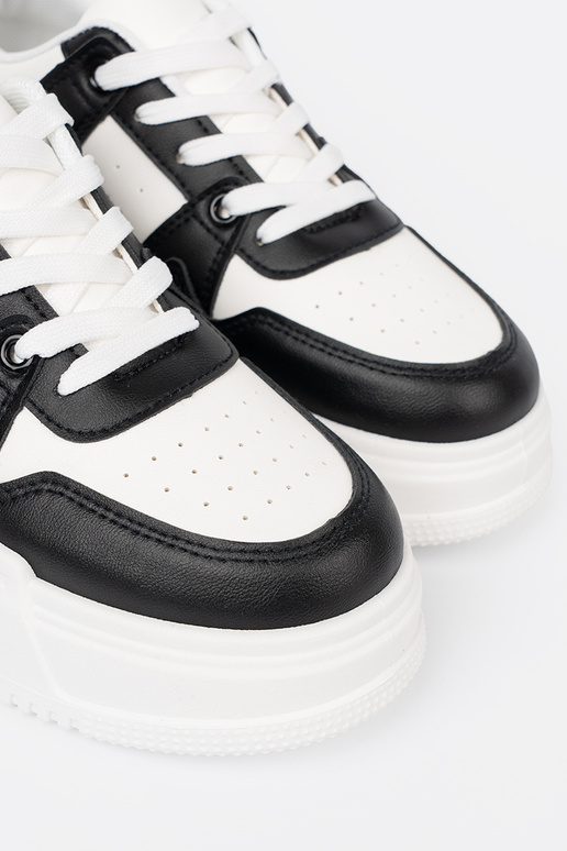 Élégant noir et blanc Chaussures modèle baskets z grubą podeszÀą