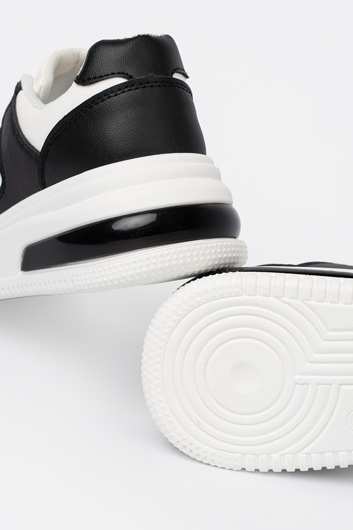 Élégant noir et blanc Chaussures modèle baskets z grubą podeszÀą