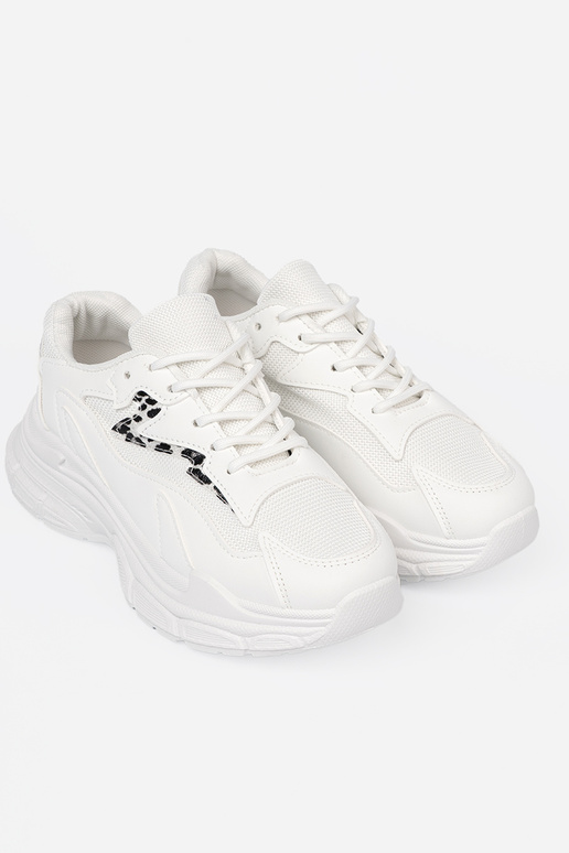 couleur blanche chaussures de sport z ozdobnym akcentem