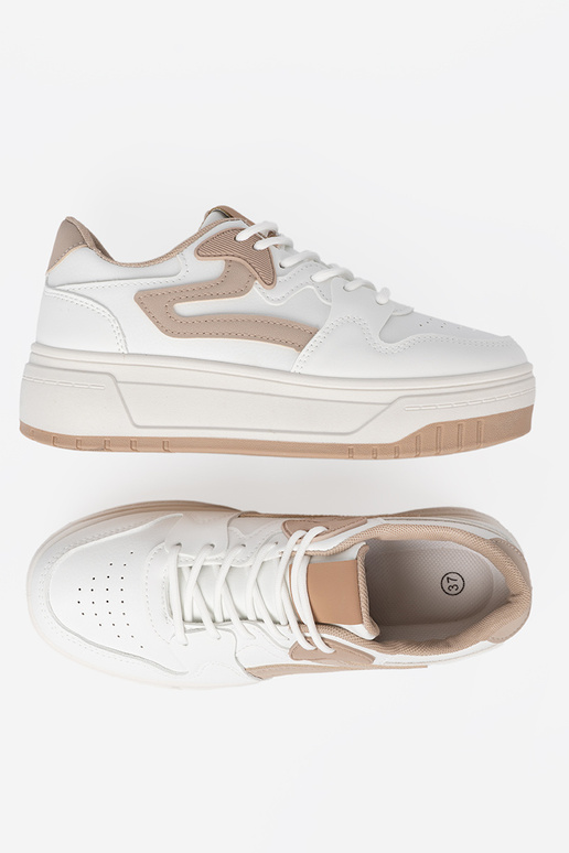 Blanc beige Chaussures modèle baskets avec une plateforme
