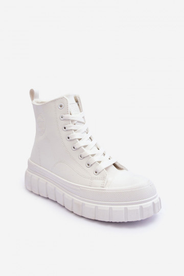 Gevoerde leren vrijetijdsschoenen met bont Big Star MM274624 witte kleur