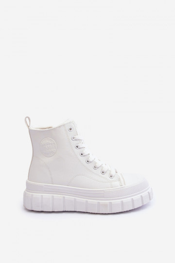 Gevoerde leren vrijetijdsschoenen met bont Big Star MM274624 witte kleur 2