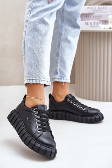 Wärmende Damen Sneakers Big Star MM274617 schwarze Farbe