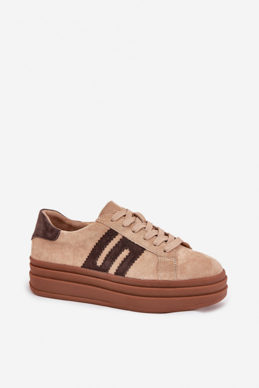 Sneakers Stilvollllschuhe Feminin mit einer PlattformErmöglichtturalnego aus INildlederu Beige Eldira