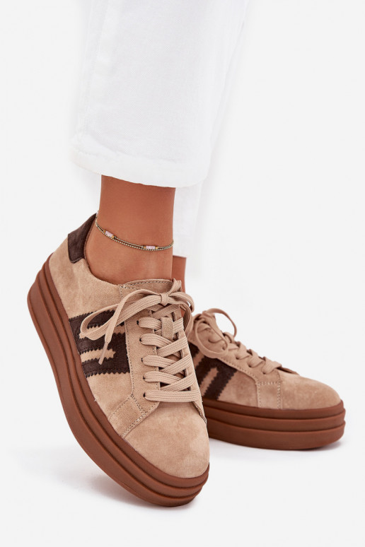 Sneakers Stilvollllschuhe Feminin mit einer PlattformErmöglichtturalnego aus INildlederu Beige Eldira