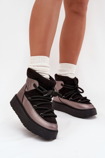 Niedrig Schneestiefel Feminin sich Zuarm laufen mit Fell innenGrubym INiązaniem schZuarze Farbe Xarina 2