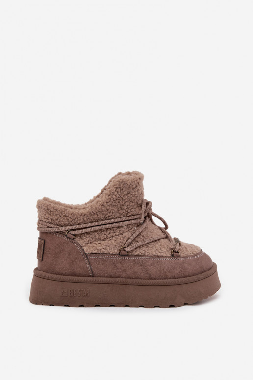 Bottes de neige Féminin avec une plateforme avec un manteau de fourrure Typu Baranek Big Star SS274112 marron