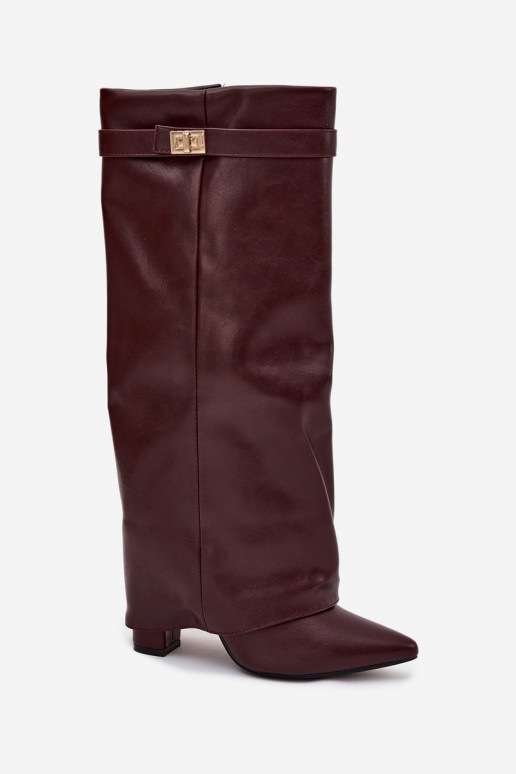 Damenstiefel mit AbsätzenINyZuiniętą CholeZuką I goldene Farbem Detalem Burgund Diorna Damenstiefel mit AbsätzenINyZuiniętą CholeZuką I goldene Farbem Detalem Burgund Diorna
