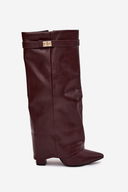 Damenstiefel mit AbsätzenINyZuiniętą CholeZuką I goldene Farbem Detalem Burgund Diorna Damenstiefel mit AbsätzenINyZuiniętą CholeZuką I goldene Farbem Detalem Burgund Diorna