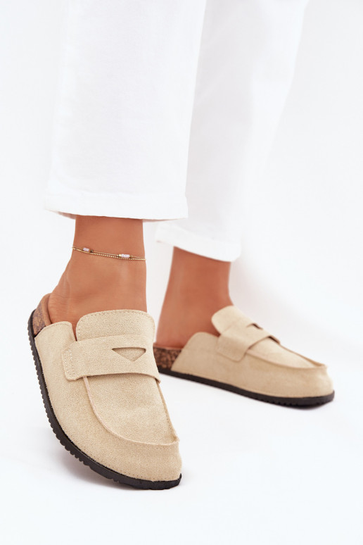 Chaussons Sabots Féminin avec une plateforme beige Nivalia