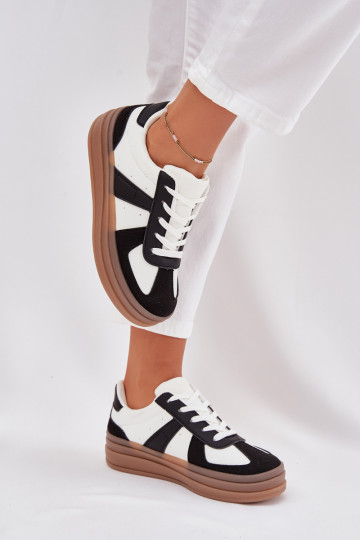 Damen Sport Sneakers mit Plattform in Schwarz-Weiß Sivirae