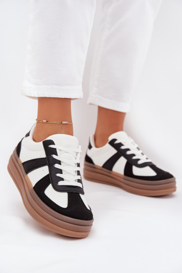 Dames sportschoenen met platform in wit-zwart Sivirae 2