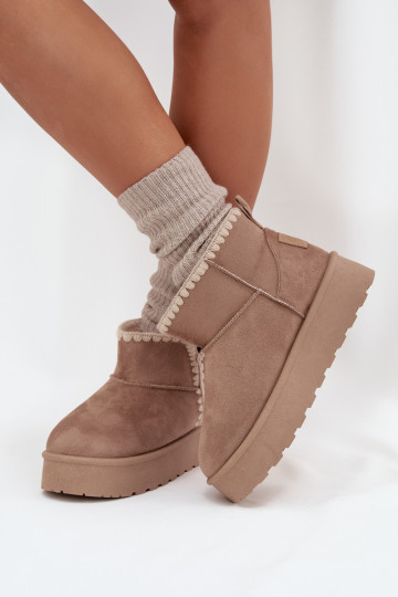 Bottes de neige femmes à plateforme et coutures Big Star SS274129 couleur sable