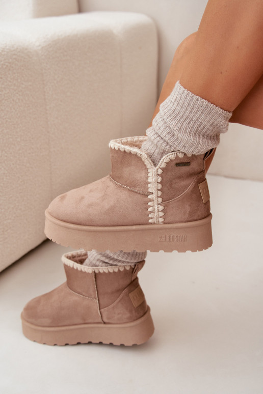 SneeuIn laarzen Dames met platformPrzeszyciami Big Star SS274129 beige