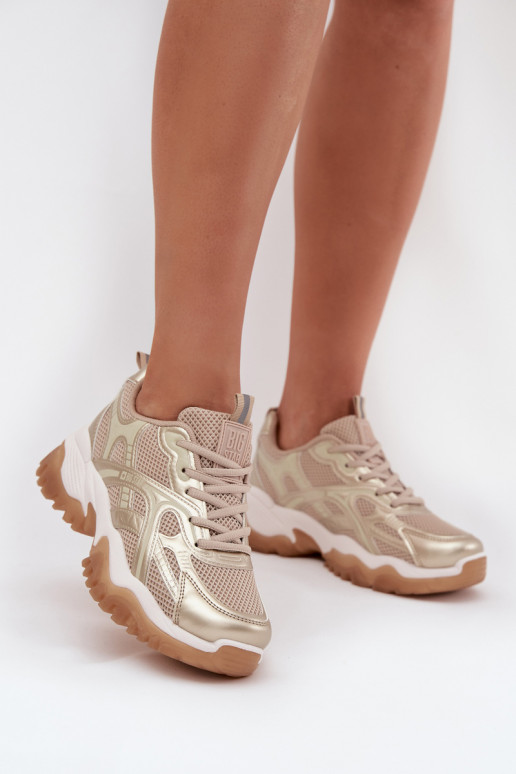 sportschoenen Sneakers model schoenen Dames Big Star SS274014 HI-POLY SYSTEM beige-gouden kleur