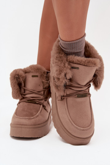 SneeuIn laarzen Dames met platform met bont I INiązaniem Big Star SS274114 beige 2