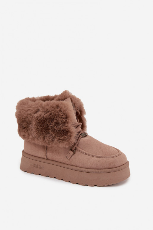Schneestiefel Feminin mit einer Plattform mit Pelzmantel I INiązaniem Big Star SS274114 Beige