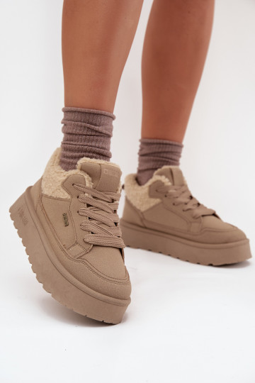 Sneakers model schoenen Dames met platform met bont Typu Baranek Big Star SS274105 beige