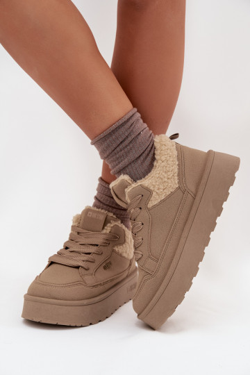 Sneakers model schoenen Dames met platform met bont Typu Baranek Big Star SS274105 beige 2
