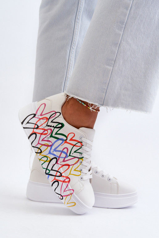 Dames Sneakers model schoenen Met Harten Initte kleur Claral Dames Sneakers model schoenen Met Harten Initte kleur Claral