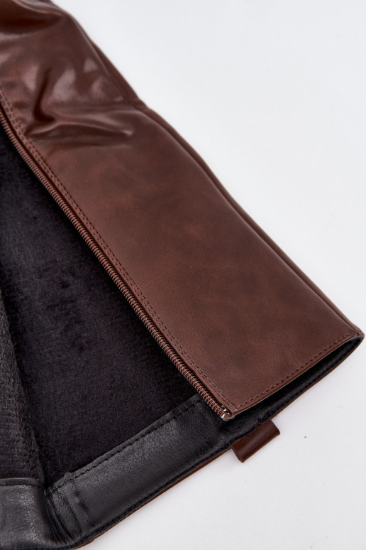 Bottes longues pour femmes à talons bas, doublées, couleur brune Averna Bottes longues pour femmes à talons bas, doublées, couleur brune Averna