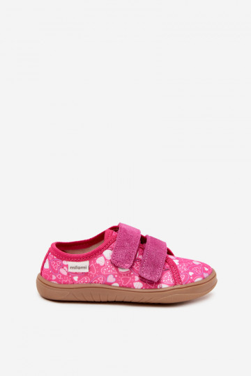 Chaussons Barefoot Puéril avec des coeurs Milami couleur rose Saphira 2