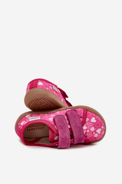 Hausschuhe Barefoot Kindisch mit Herzen Milami pinke Farbe Saphira