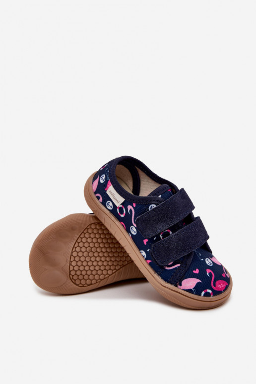Slippers Barefoot Kinderen met flamingos Milami donkerblauIn Saphira