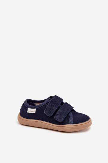 Jungen dunkelblaue "Barefoot" Slipper "Geschmeidig" Milami Saphira