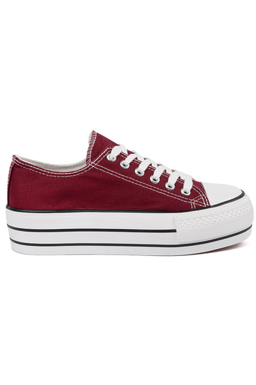 Dames bordeaux kleur schoenen met platform 2