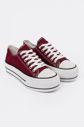 Dames bordeaux kleur schoenen met platform
