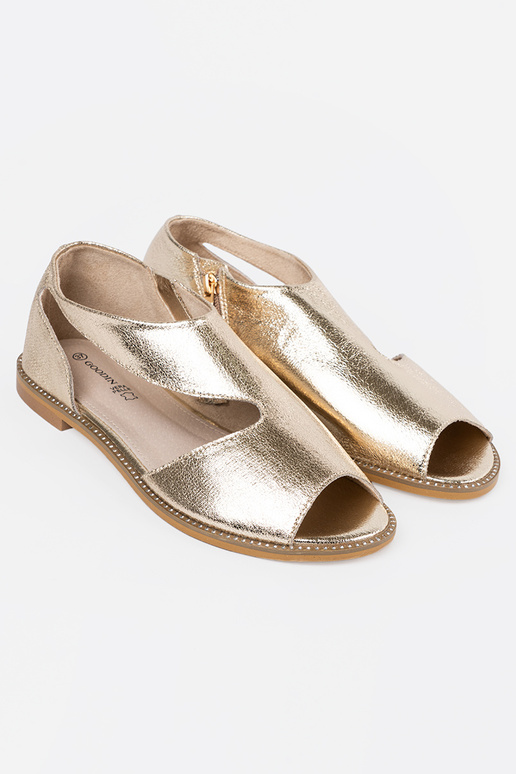 goldene Farbe Sandalen Frauen z Zuycięciami