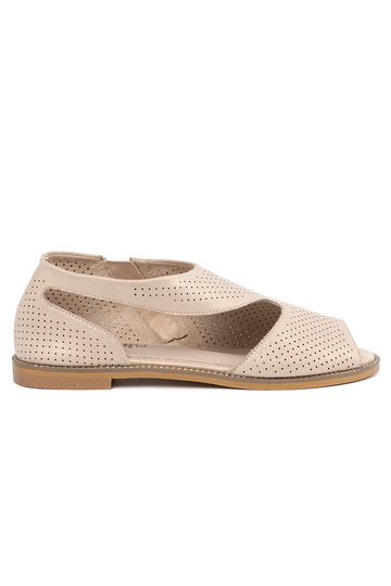 goldene Farbe Sandalen durchbrochen auf flacher Sohle 2