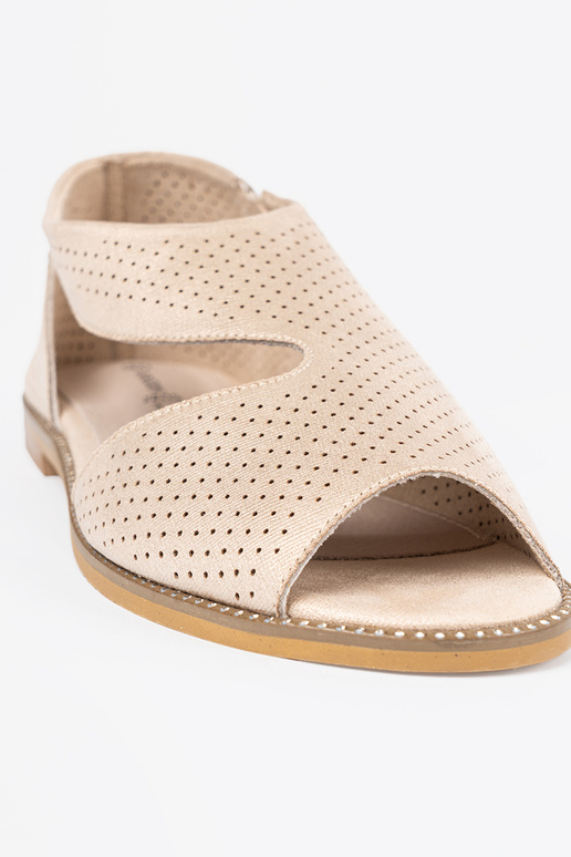 gouden kleur sandalen opengeInerkt op een platte zool