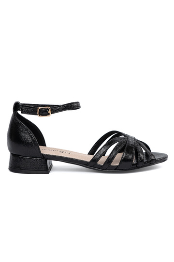 Eleganter Stil schZuarze Farbe Sandalen auf niedrigem Absatz 2