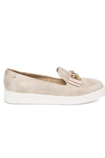 couleur dorée mocassins z biżuteryjnym detalem na przodzie 2