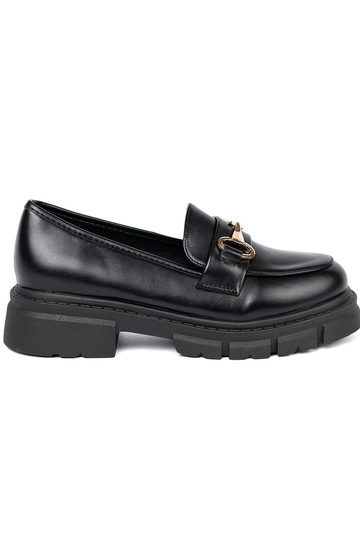 Modèle classique couleur noire mocassins z metaloÀą klamrą 2