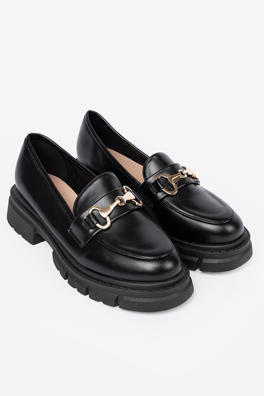 Modèle classique couleur noire mocassins z metaloÀą klamrą