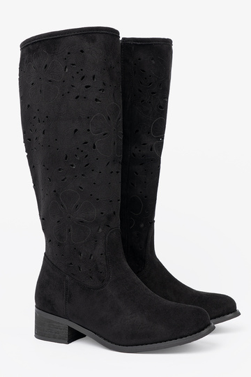 en daim couleur noire bottes longues przed kolano