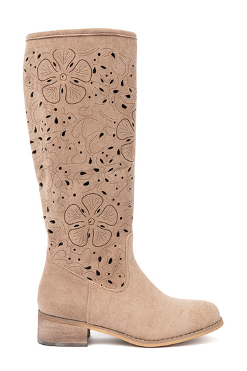 van suède beige lange laarzen przed kolano 2