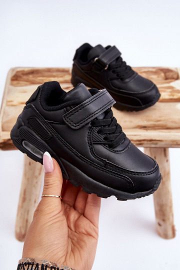 Chaussures de sport en cuir pour enfants sur la plateforme couleur noire Lori