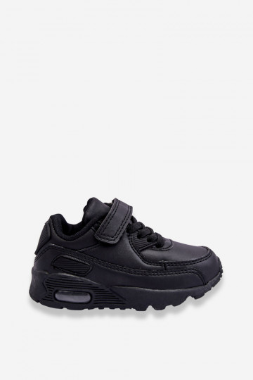 Chaussures de sport en cuir pour enfants sur la plateforme couleur noire Lori 2