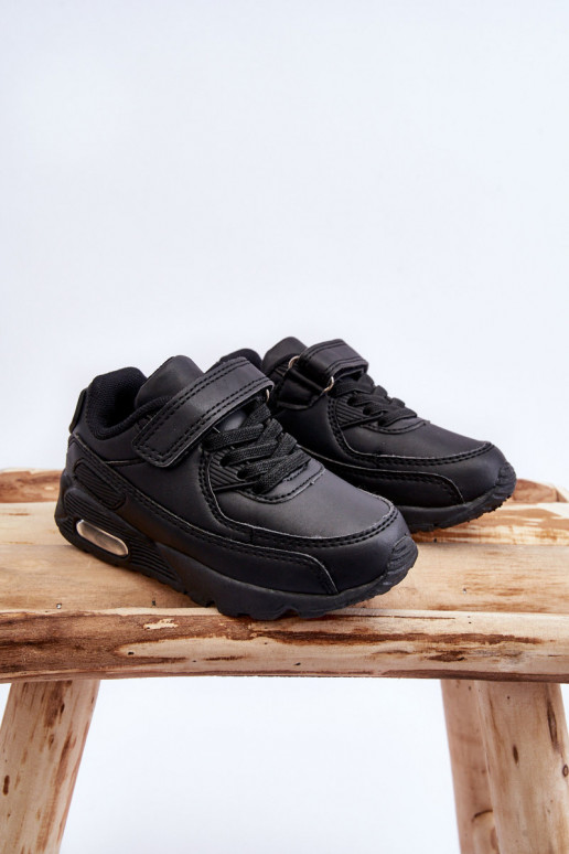 Chaussures de sport en cuir pour enfants sur la plateforme couleur noire Lori