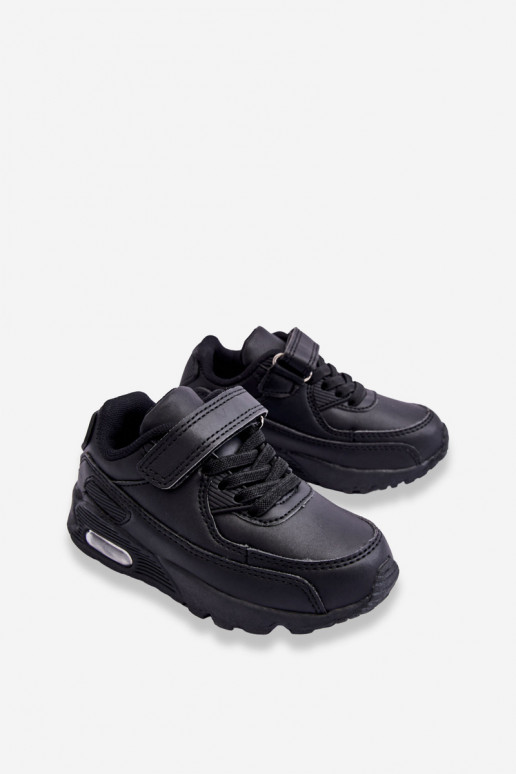 Chaussures de sport en cuir pour enfants sur la plateforme couleur noire Lori
