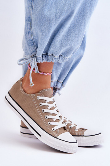 Klassieke lage damessneakers beige Vegas